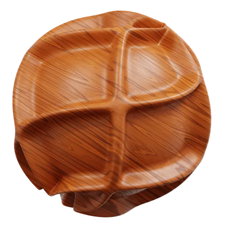 Wood Grain Textured Spherical Segmented Serving Tray  3D Icon