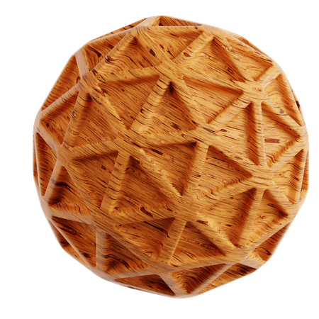 Wood Sphere Abstract Shape  3D Icon