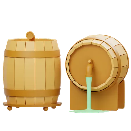 Wooden Barrel  3D Icon