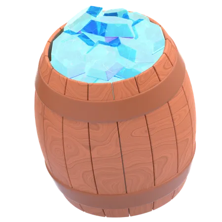 Wooden Barrels With Gems  3D Icon