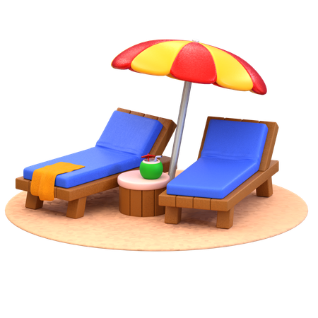 Wooden Beach Chair  3D Icon