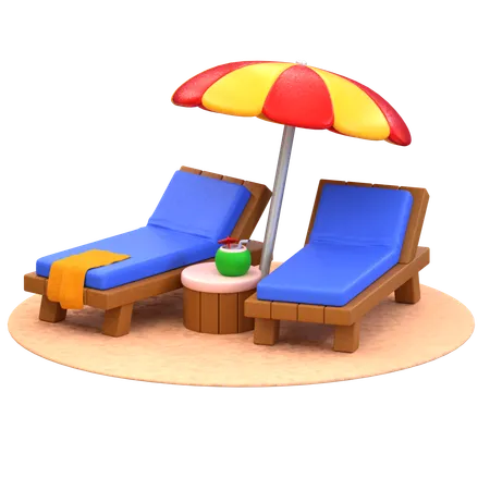Wooden Beach Chair  3D Icon