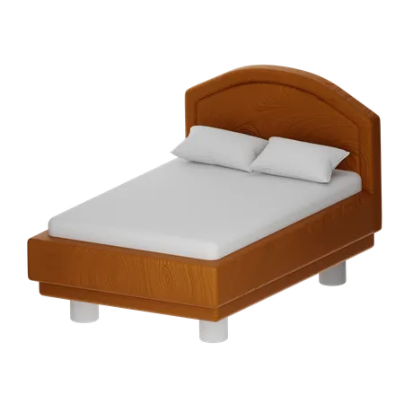 Modern Wooden Single Bed 3 D Icon Illustration 3D Icon