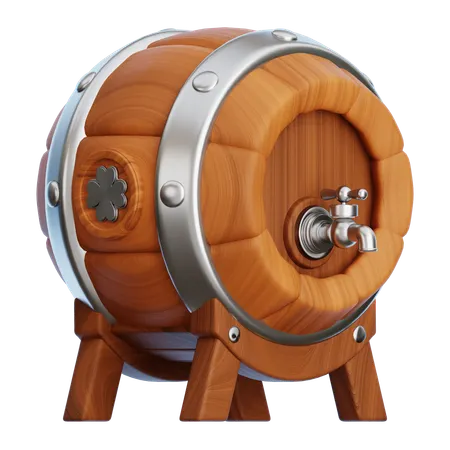 Wooden Beer Barrel  3D Icon