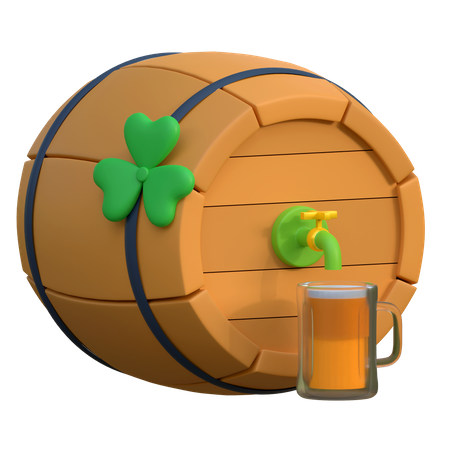 Wooden Beer Barrel  3D Icon