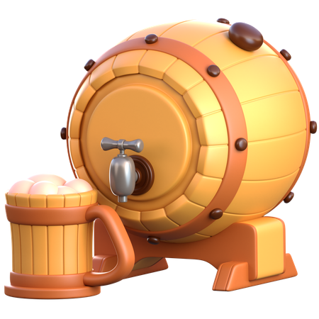 Wooden Beer Barrel  3D Icon