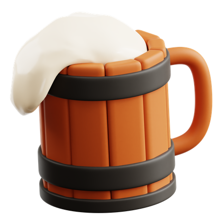Wooden Beer Cup  3D Icon