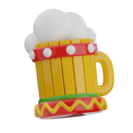 木製のビールカップ  3D Icon