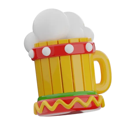 木製のビールカップ  3D Icon