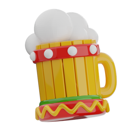 Wooden Beer Cupp  3D Icon