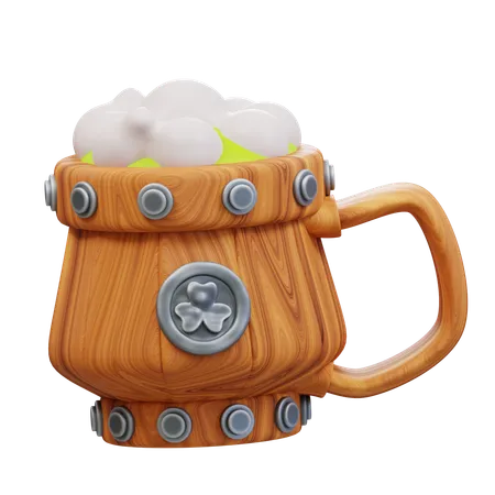 3 D Illustration Wooden Beer Mug 3D Icon