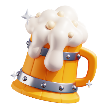 Wooden Beer Mug With Stars  3D Icon