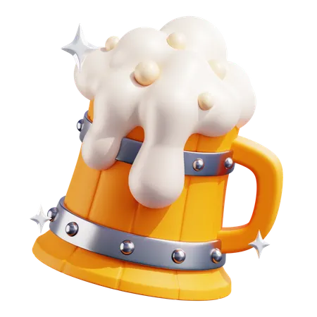 Wooden Beer Mug With Stars  3D Icon