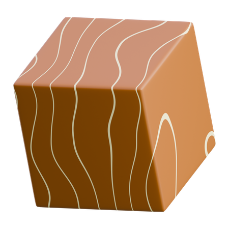 Wooden Block Cube  3D Icon