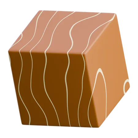 Wooden Block Cube  3D Icon