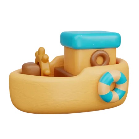 3 D Kids Toy Wooden Boat 3 D Rendering 3D Icon