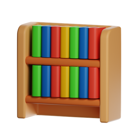Wooden Bookshelf  3D Icon