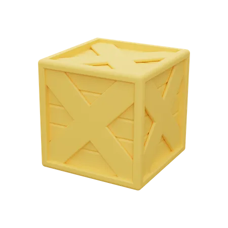 Wooden Box Icon Concept 3D Illustration