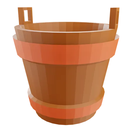 Wooden Bucket  3D Icon