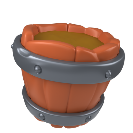 Wooden Bucket  3D Icon