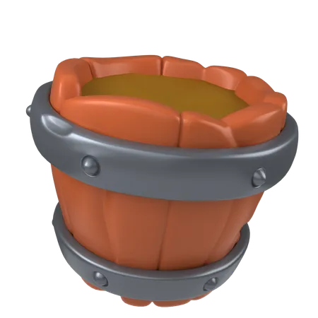 Wooden Bucket  3D Icon