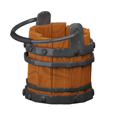 Wooden Bucket  3D Icon