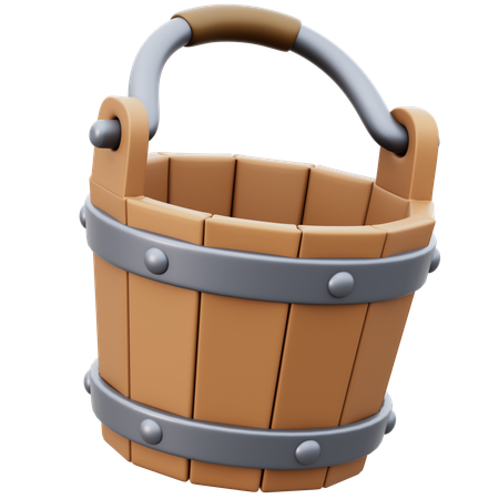 Wooden Bucket  3D Icon