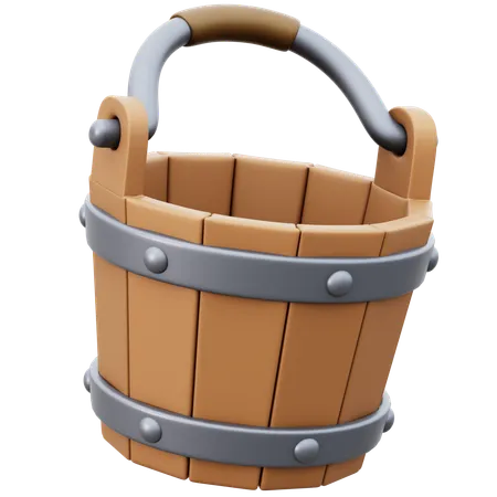 Wooden Bucket  3D Icon