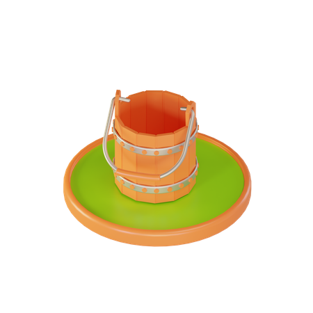 Wooden Bucket  3D Illustration