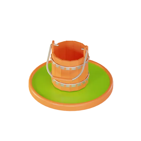 Wooden Bucket  3D Illustration