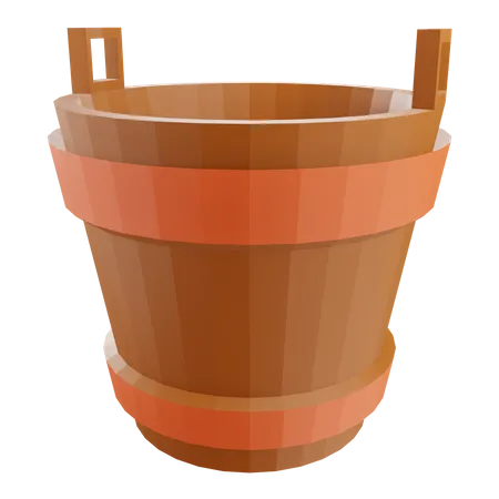3 D Render Of A Brown Wooden Pail 3D Icon