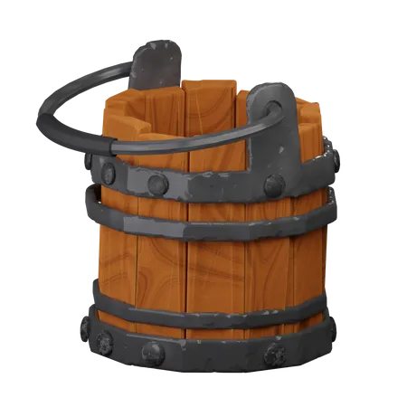 Wooden Bucket  3D Icon