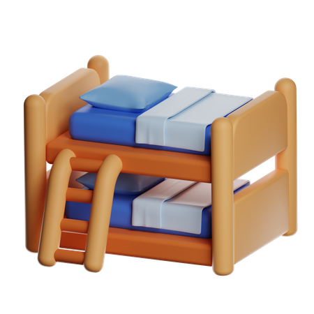 Wooden Bunk Bed With Ladder  3D Icon