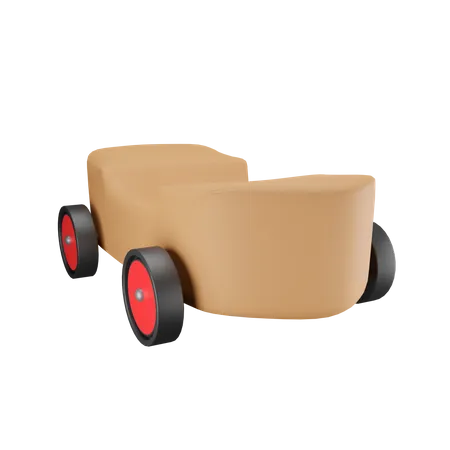 Wooden Car  3D Illustration