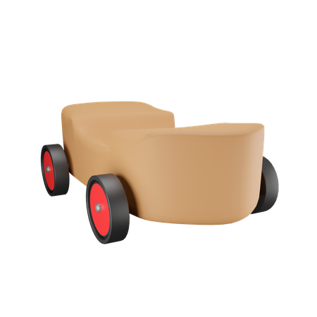 Wooden Car 3D Illustration