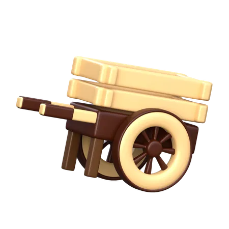 Wooden Cart 3 D Thanks Giving Icon 3D Icon