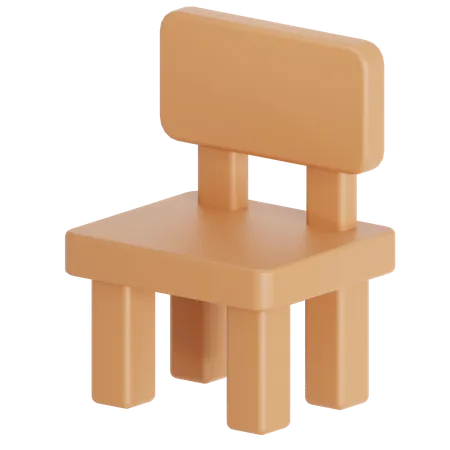 Small Wooden Chair 3D Icon