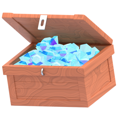 Wooden Chest With Gems  3D Icon