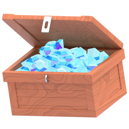 Wooden Chest With Gems  3D Icon