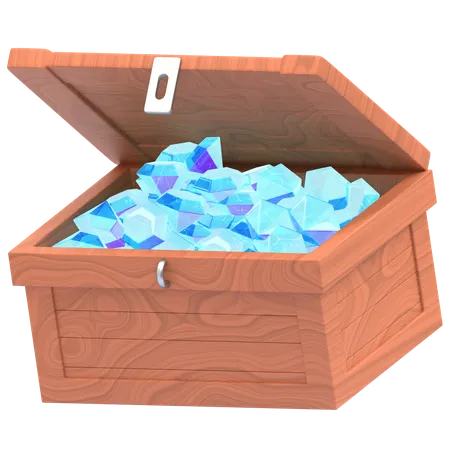 Wooden Chest With Gems  3D Icon