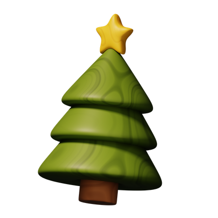 Wooden Christmas tree  3D Icon