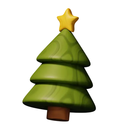 Wooden Christmas tree  3D Icon