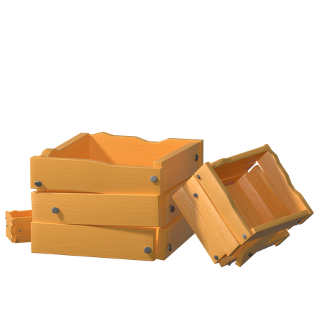 Wooden Crate Box  3D Illustration