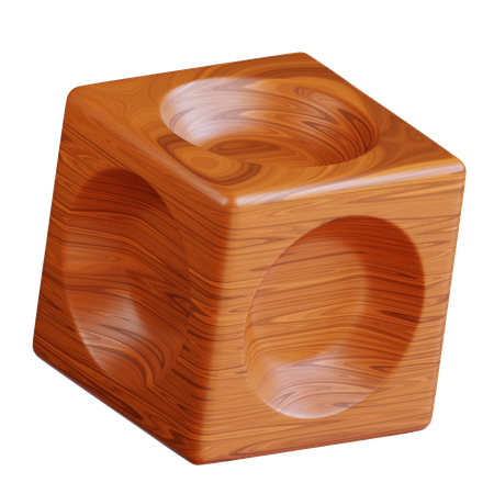 Wooden Cube  3D Icon