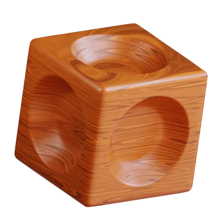 Wooden Cube  3D Icon