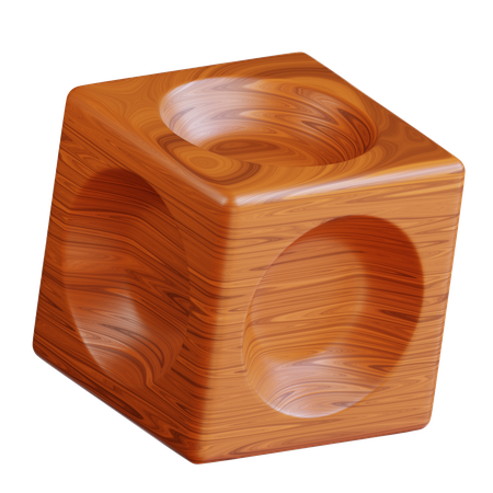 Wooden Cube  3D Icon