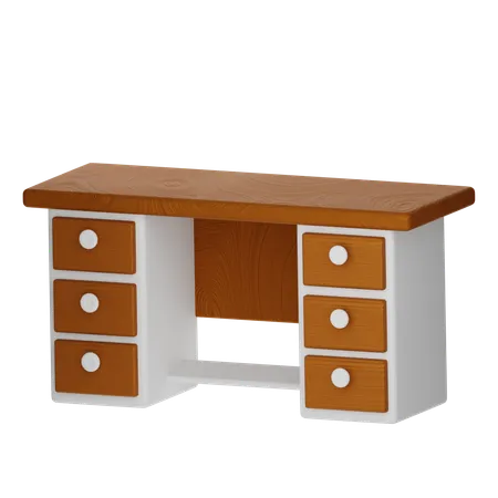 Wooden Desk  3D Icon