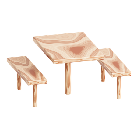 Wooden Desk And Chair  3D Icon