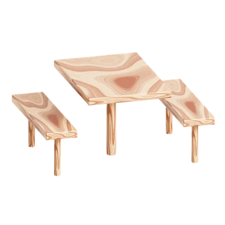 Wooden Desk And Chair  3D Icon