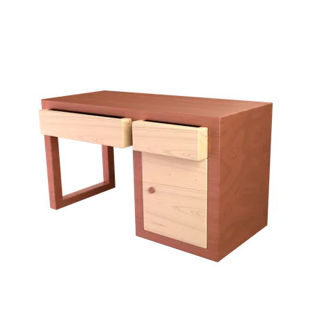 Wooden Office Desk 3 D Illustration 3D Icon